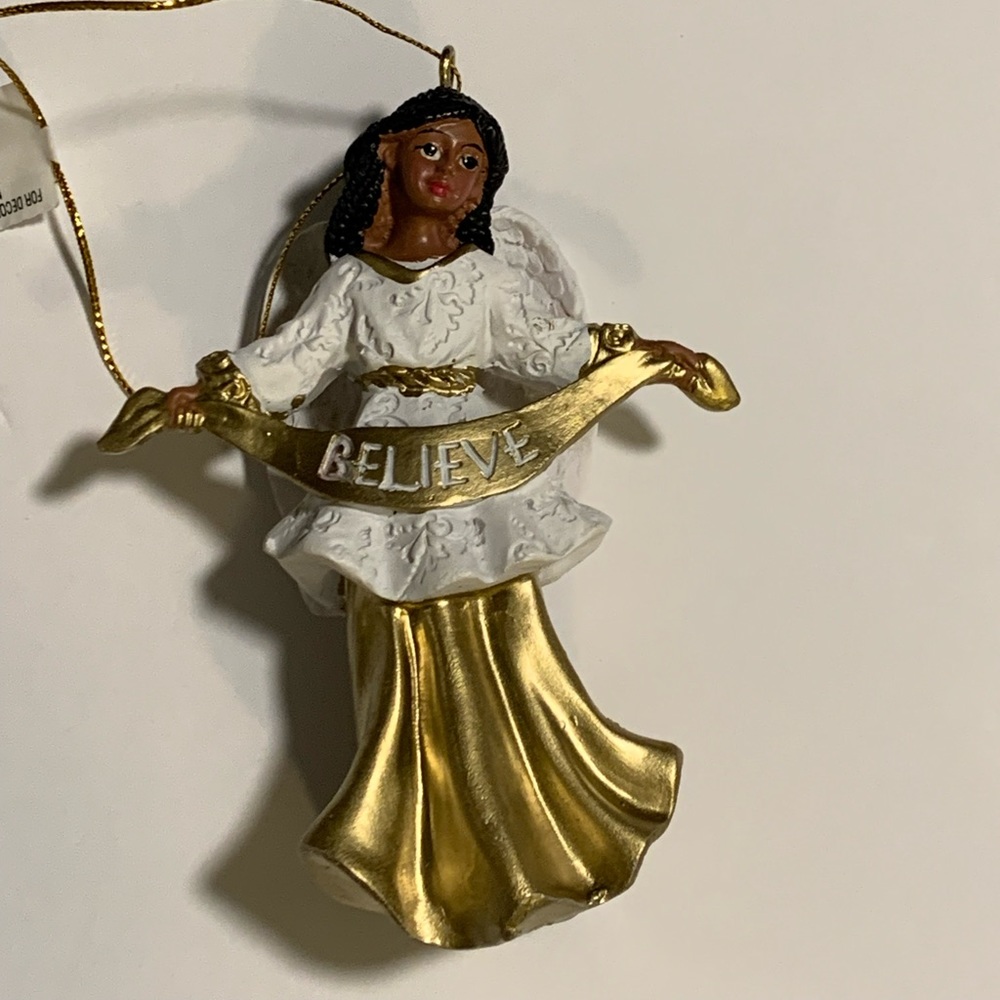 4”African American Angel Ornament. Poly-resin NWT
